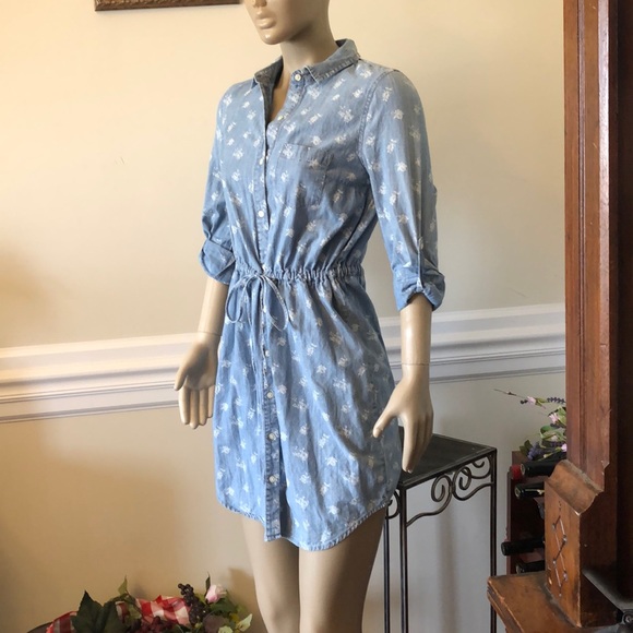 Old Navy Denim Button sleeve Tie Waist Shirt Dress - Picture 2 of 7